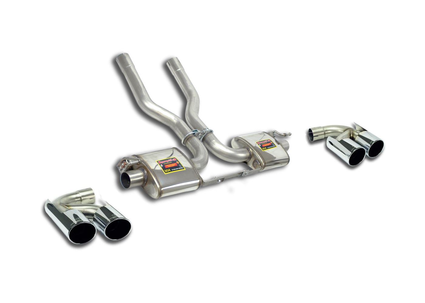 Best Exhaust Supersprint Porsche Cayenne 958.2 Turbo 4.8i V8 rear quad exhaust 100mm blk