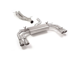 Audi RS3 Sedan unresonated rear exhaust w/ round Sport Line tailpipes 2x90mm staggered