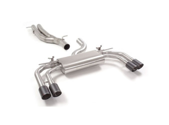 Audi RS3 Sedan unresonated rear exhaust w/ round Carbon Shot tailpipe 2x90mm staggered
