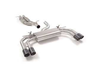 Audi RS3 Sedan resonated rear exhaust w/ round Carbon Shot tailpipe 2x90mm staggered