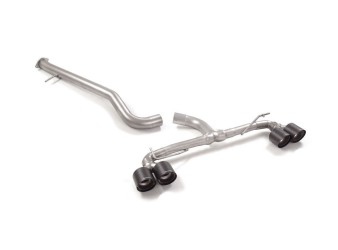 Stainless steel Cat-Back left/right each w/ round 2x100mm Carbon Shot tips (racing) to suit Toyota Yaris GR-Four 1.6 Stainless steel Cat-Back left/right each w/ round 2x100mm Carbon Shot tips (racing) to suit Toyota Yaris GR-Four 1.6