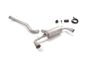 Stainless steel Cat-Back left/right each w/ round 102mm Sport Line tips (valved) to suit Toyota Yaris GR-Four 1.6 Stainless steel Cat-Back left/right each w/ round 102mm Sport Line tips (valved) to suit Toyota Yaris GR-Four 1.6
