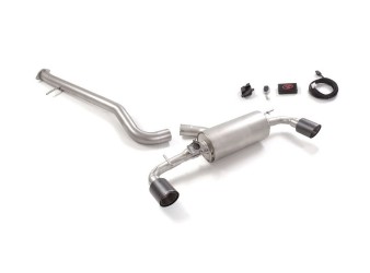 Stainless steel Cat-Back left/right each w/ round 100mm Carbon Shot tips (valved) to suit Toyota Yaris GR-Four 1.6 Stainless steel Cat-Back left/right each w/ round 100mm Carbon Shot tips (valved) to suit Toyota Yaris GR-Four 1.6